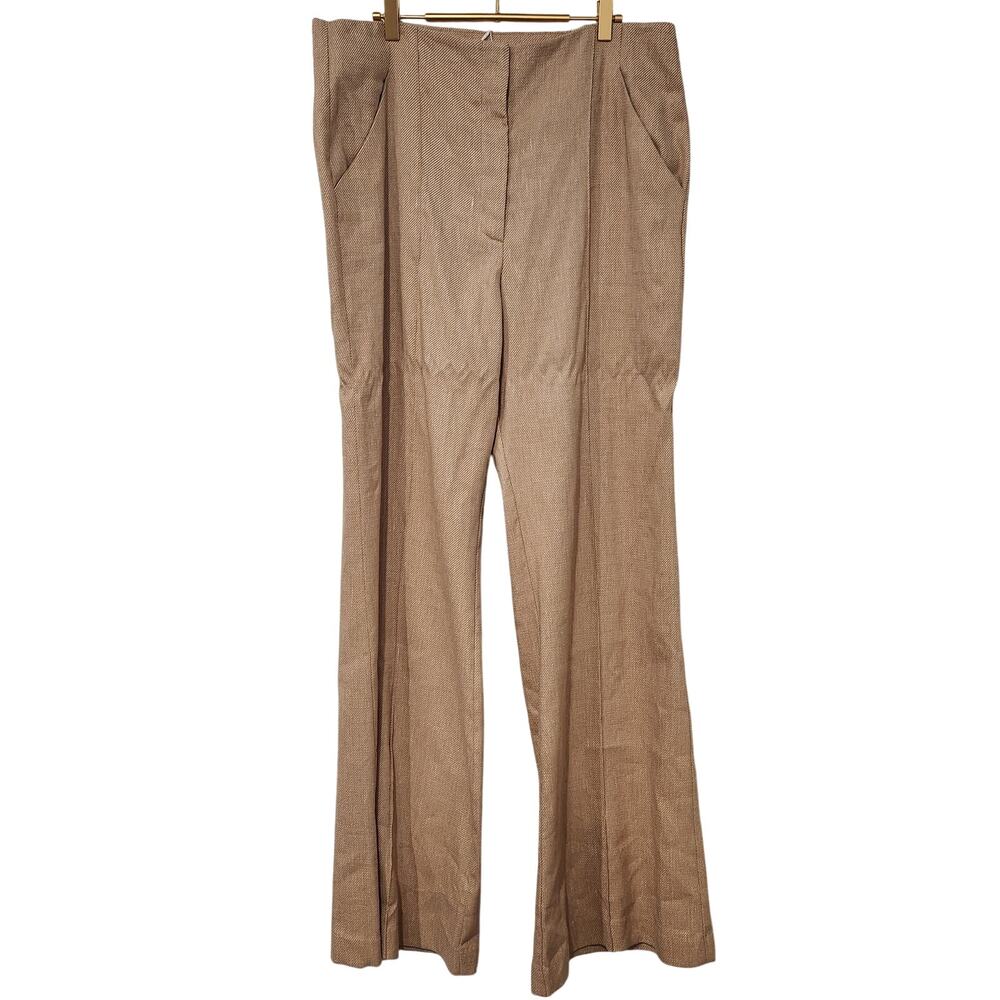 Veronica Beard Komi tan linen blend flare pants size 16 - Picture 4 of 8